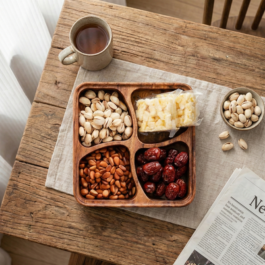 Four compartment wood